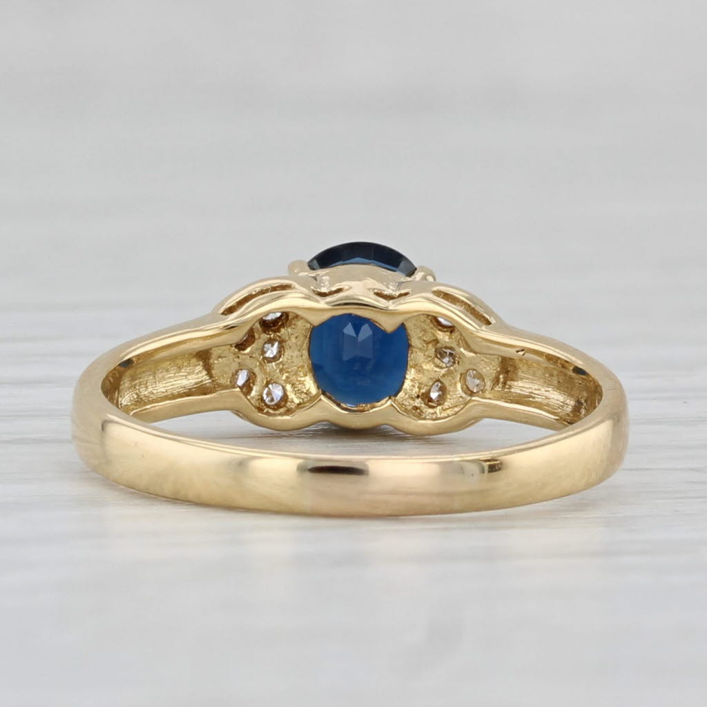 Light Gray 0.74ctw Blue Sapphire Diamond Ring 18k Yellow Gold Size 5.25