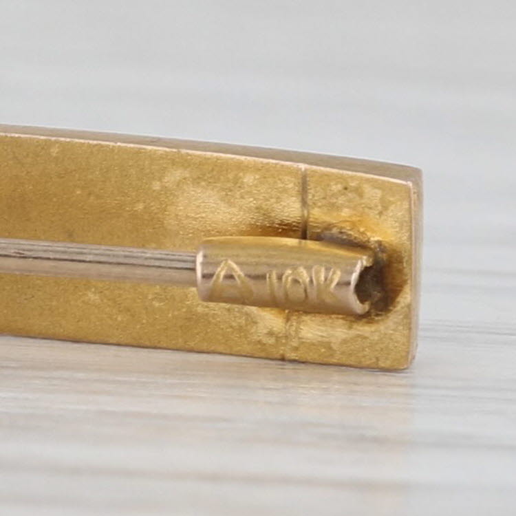 Antique Seed Pearls Bar Pin 10k Yellow Gold Brushed Finish