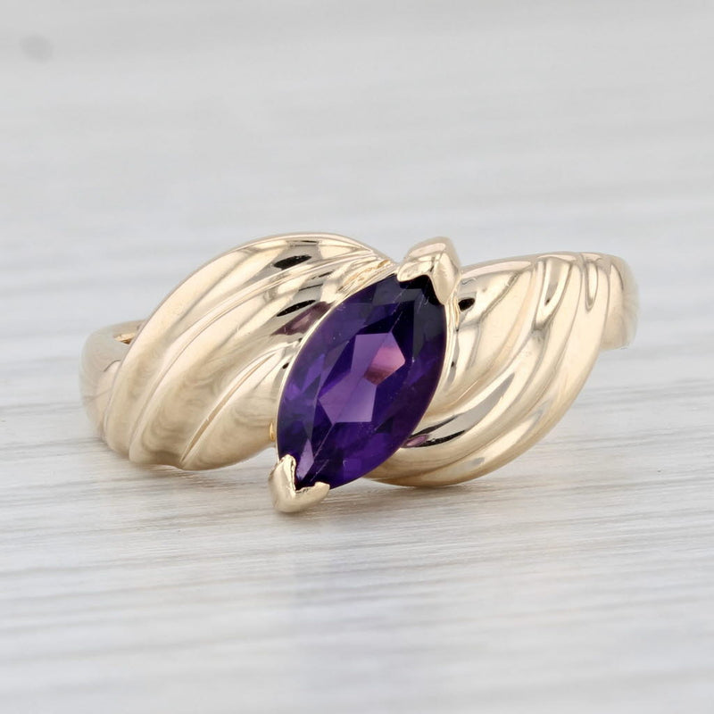 Light Gray 0.90ct Marquise Amethyst Solitaire Ring 14k Yellow Gold Size 8