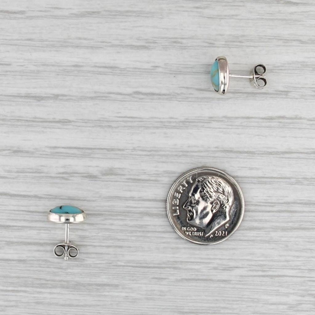Imitation Turquoise Resin Stud Earrings Sterling Silver Oval Studs