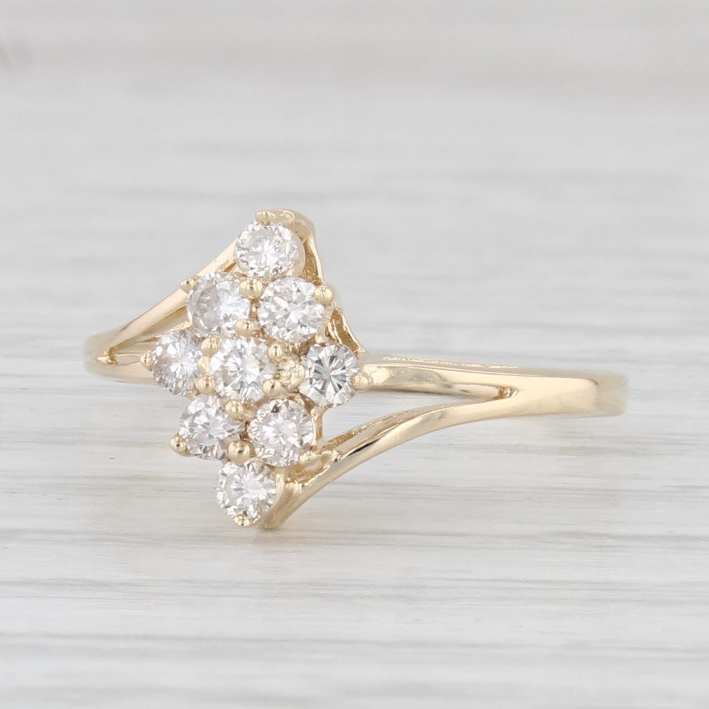 Light Gray 0.30ctw Diamond Cluster Engagement Ring 14k Yellow Gold Size 5