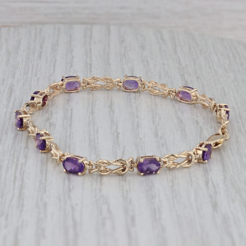 Gray 4ctw Amethyst Tennis Bracelet14k Yellow Gold 7.5" 4.4mm