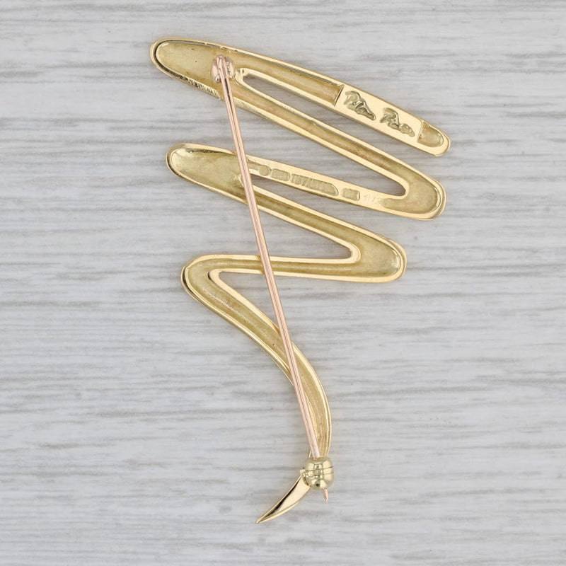 Tiffany Paloma Picasso Squiggle Zig Zag Brooch 18k Yellow Gold Pin Pouch