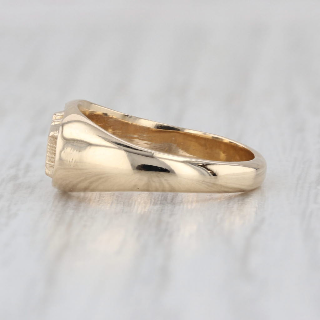 Alpha Omicron Pi Ring 10k Yellow Gold Green Letter Signet Greek Sorority Size 3