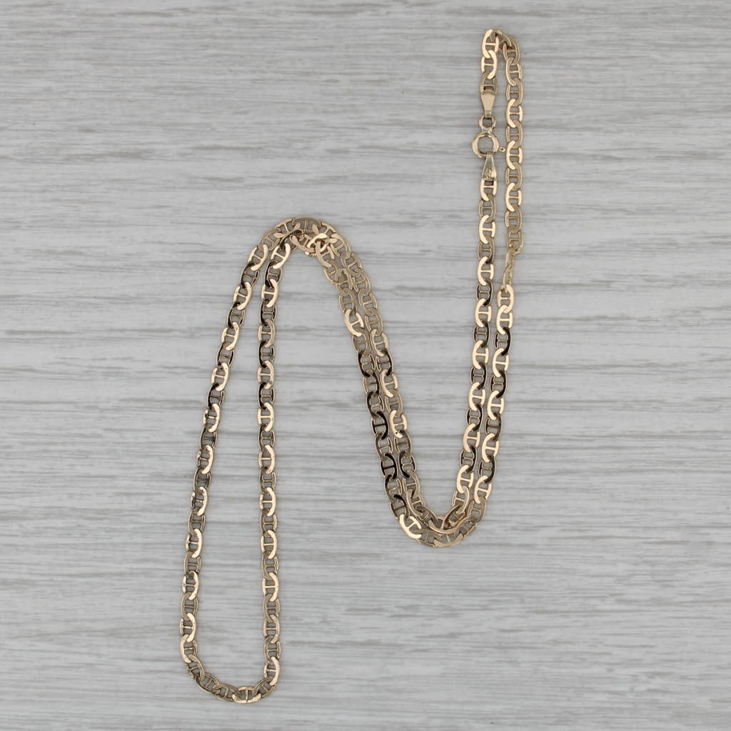 Anchor Mariner Chain Necklace 10k Yellow Gold 18.5" 2.8mm