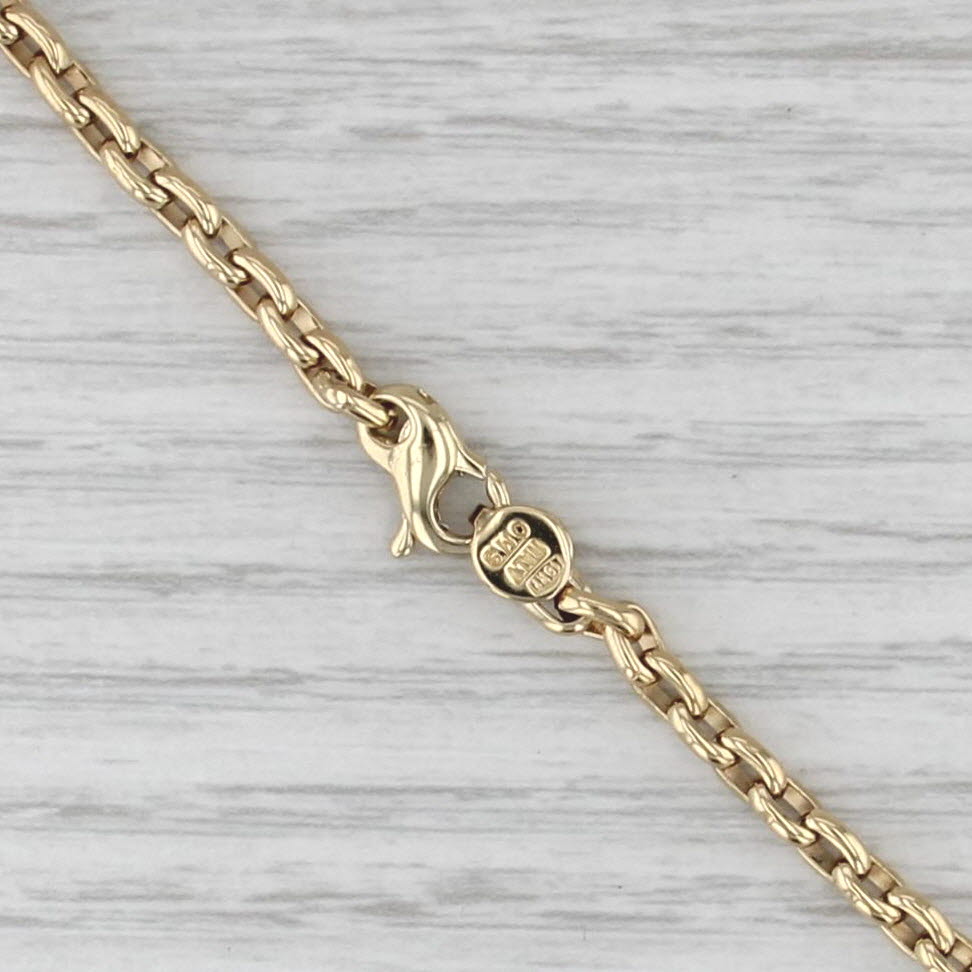 Blue Topaz Green Tourmaline Lariat Necklace 18k 14k Gold 18.25" Cable Chain