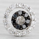 0.60ctw Black White Diamond Circle Stud Earrings 14k White Gold