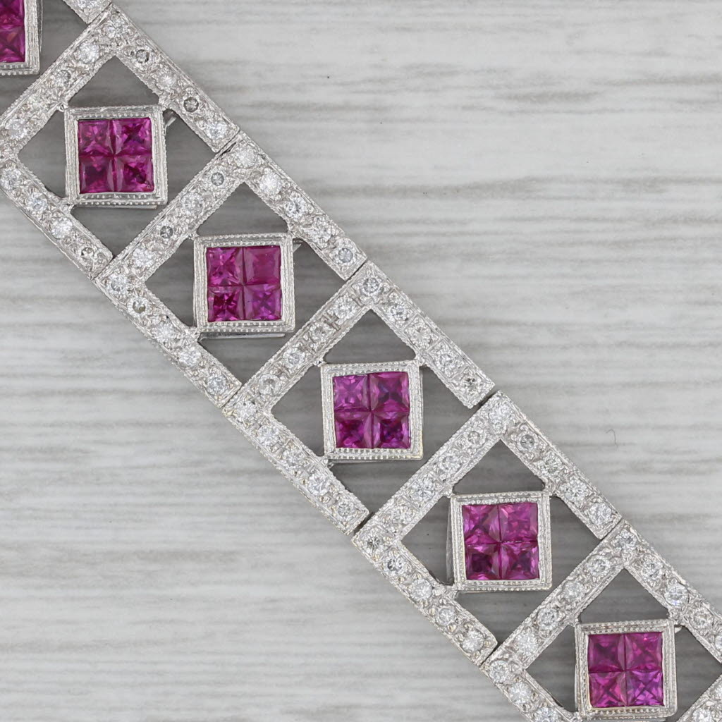 Gray 7.85ctw Diamond Pink Sapphire Bracelet 18k White Gold 7"