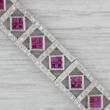 7.85ctw Diamond Pink Sapphire Bracelet 18k White Gold 7"