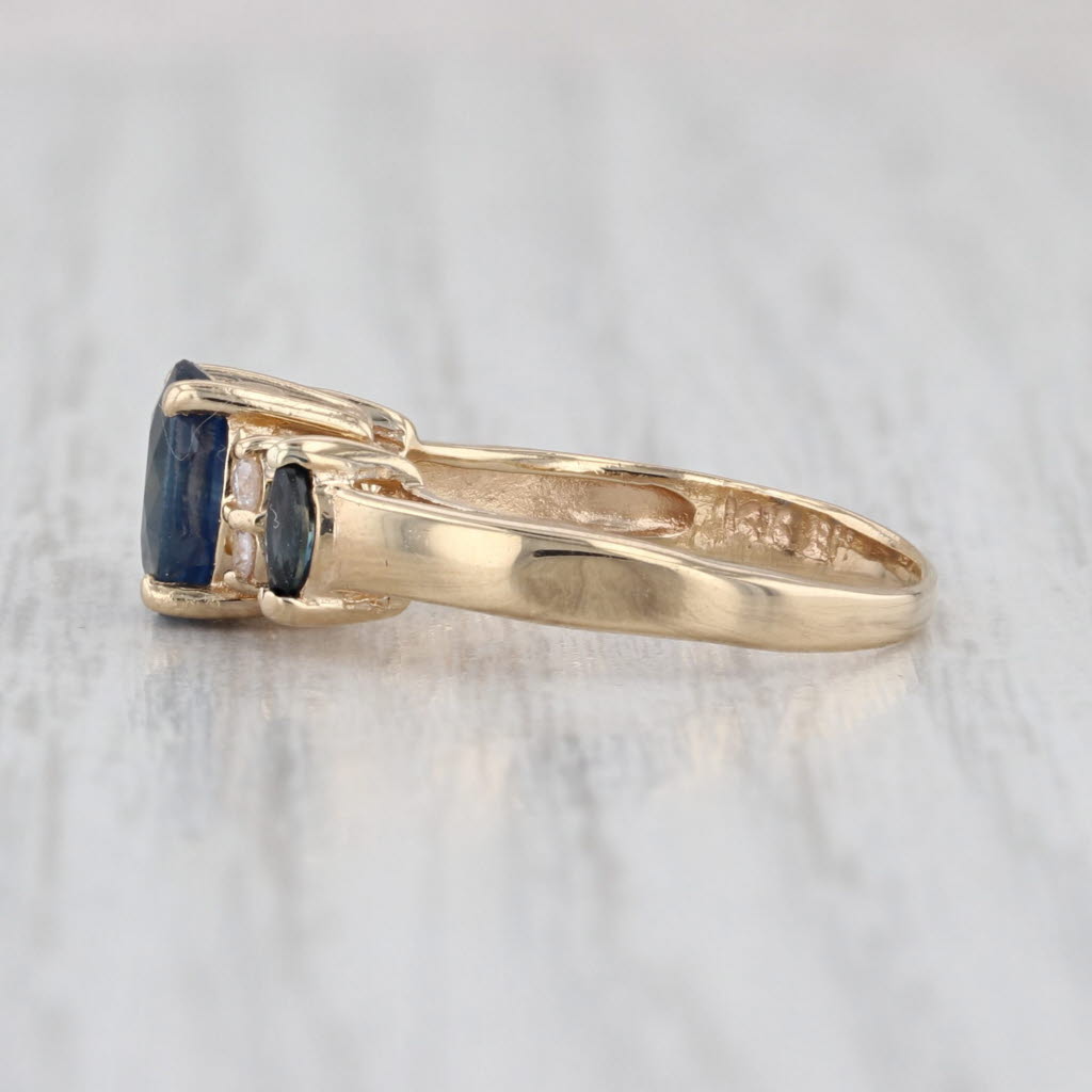 1.21ctw Oval Blue Sapphire Diamond Ring 14k Yellow Gold Size 4.75