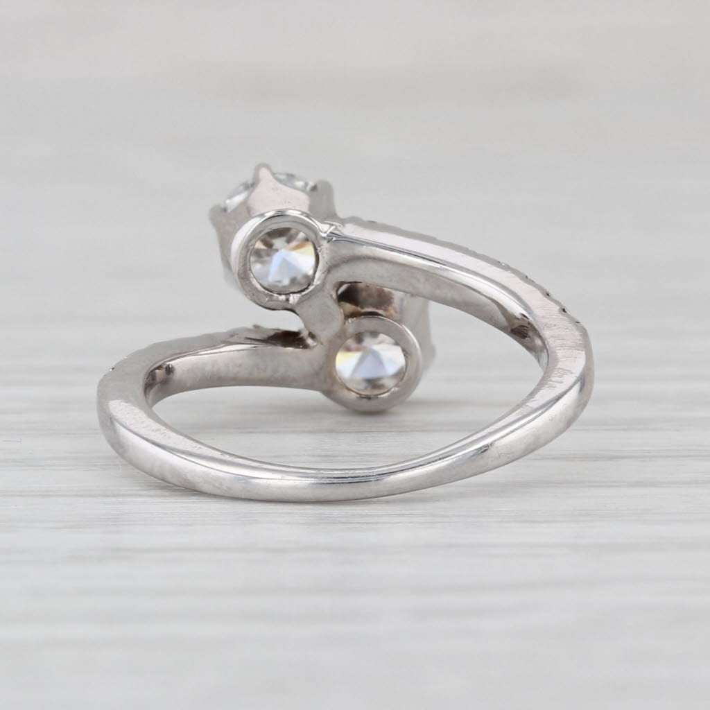 1.15ctw Diamond Bypass Ring 14k White Gold Wedding Anniversary Size 5.5