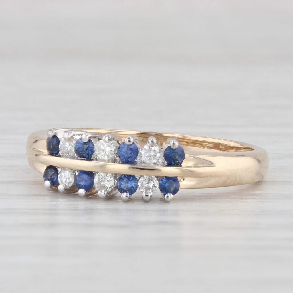 Light Gray 0.36ctw Blue Sapphire Diamond Ring 14k Yellow Gold Size 8 Stackable Wedding Band