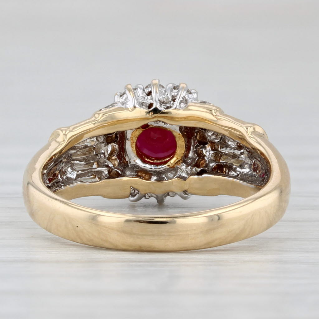 Light Gray Ruby Diamond Halo Ring 18k Yellow Gold Size 6.25 Engagement Style