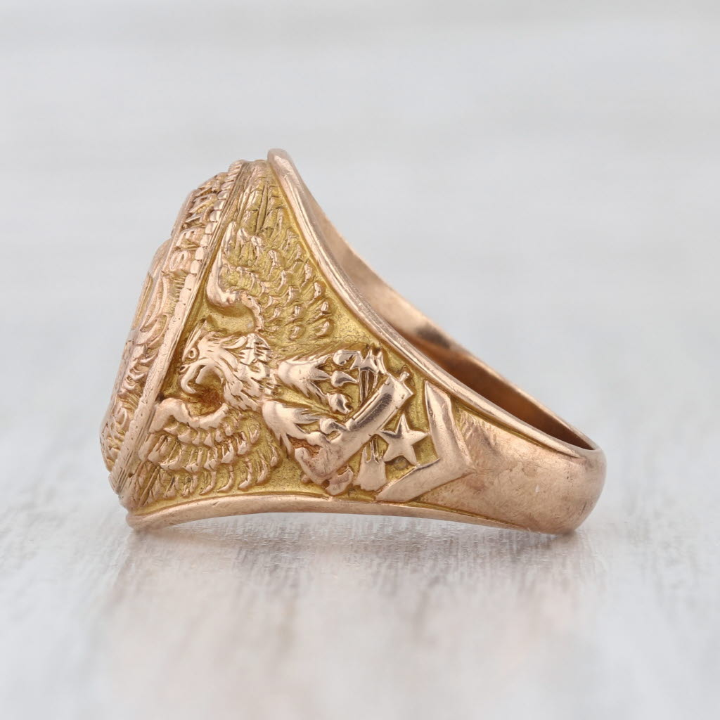 Vintage Army US Paratroopers Signet Ring 10k Yellow Gold Size 8.5