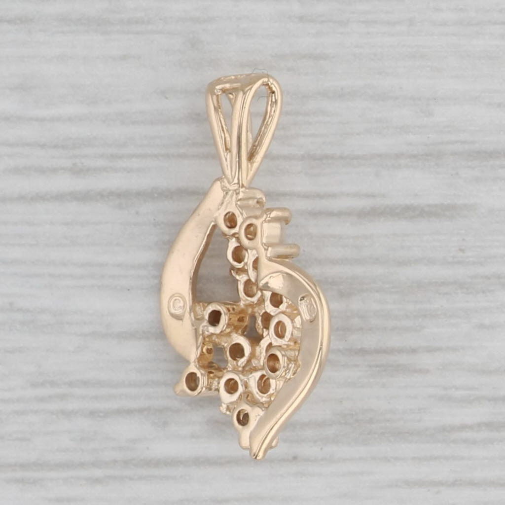Gray 0.20ctw Diamond Cluster Pendant 14k Yellow Gold Small Drop