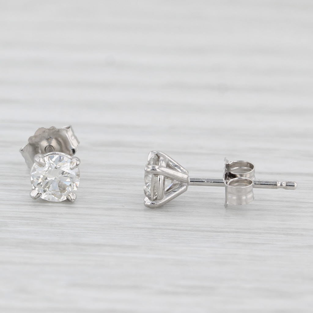 Light Gray 0.60ctw Round Diamond Solitaire Stud Earrings 14k White Gold