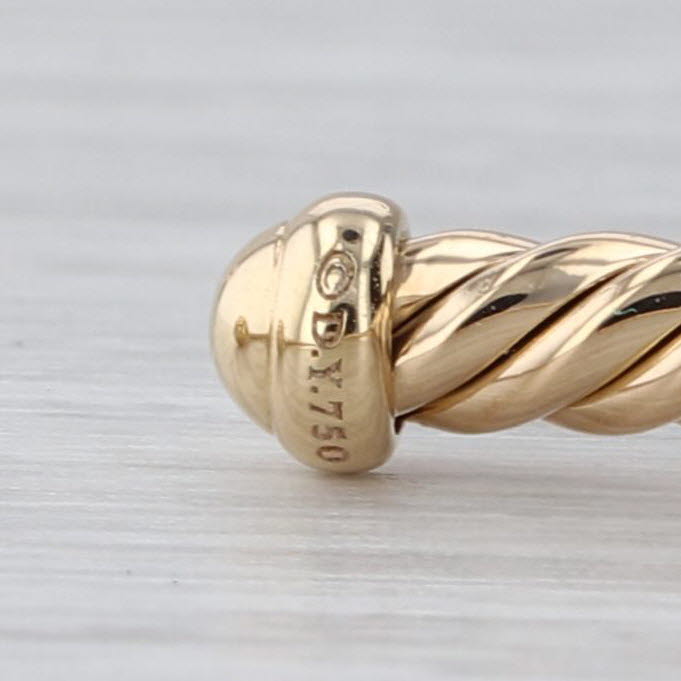 David Yurman Cablespira Station Flex Cuff Bracelet w/ Pouch 18k Gold 3mm 6.5"
