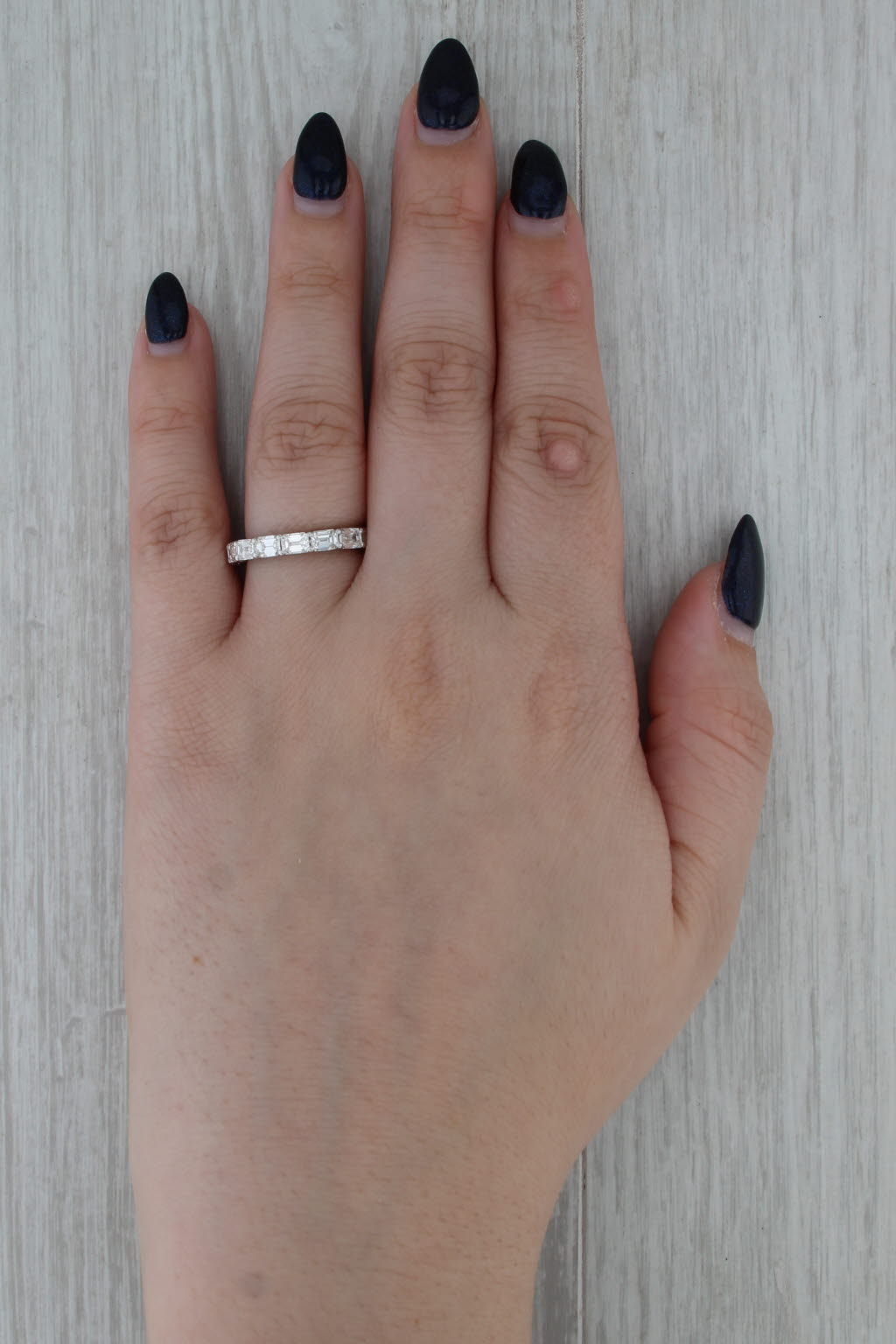 3.52ctw Emerald Cut Eternity Wedding Anniversary Band 14k White Gold Sz 6.5 Ring