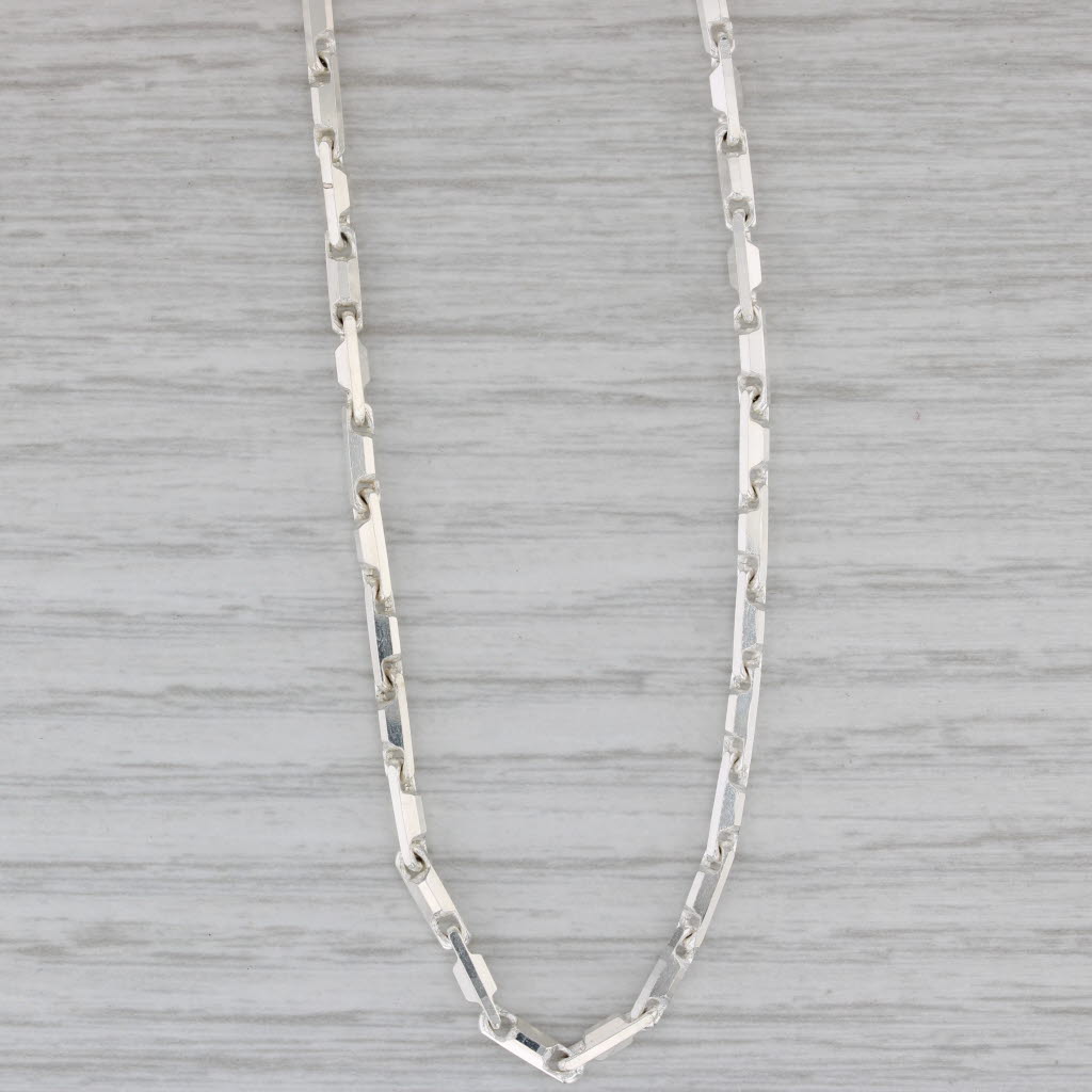 Gray Barley Corn Chain Necklace Sterling Silver 20" 2.5mm