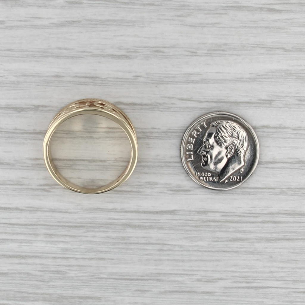 Ornate Tapering Band Ring 10k Yellow Gold Size 8 Swirls & Dots