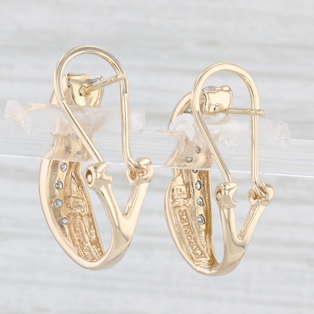 Light Gray 0.20ctw Diamond J-Hook Earrings 14k Yellow Gold Omega Backs Pierced Drops