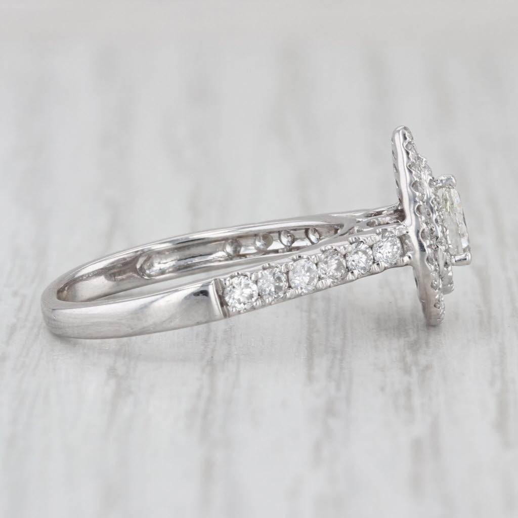 1ctw Pear Halo Engagement Ring 14k White Gold Size 8 Cathedral Band