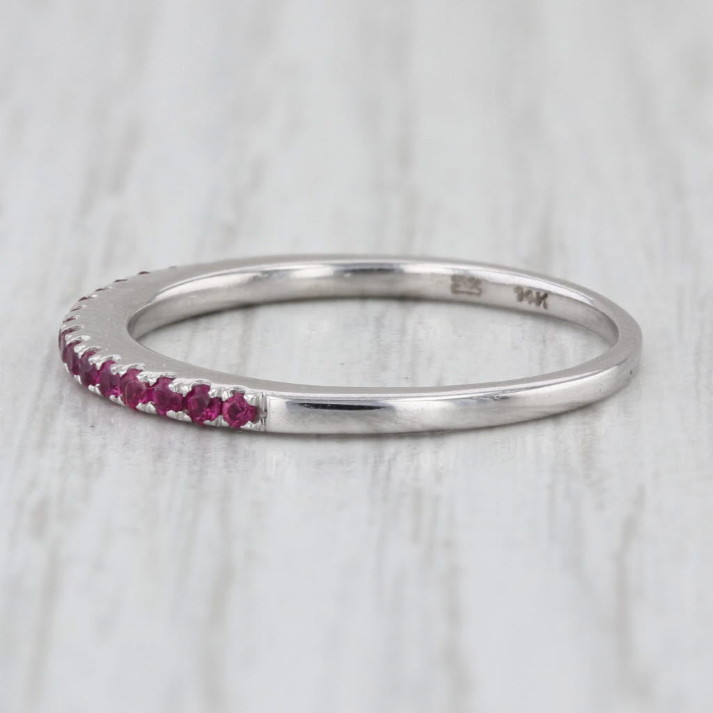 0.28ctw Purple Pink Sapphire Ring 14k White Gold Size 8 Stackable Band Wedding