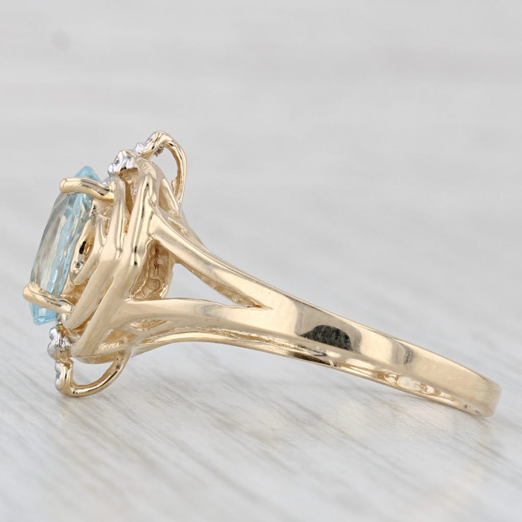 Light Gray 2.50ctw Oval Aquamarine Diamond Ring 14k Yellow Gold Size 10.5