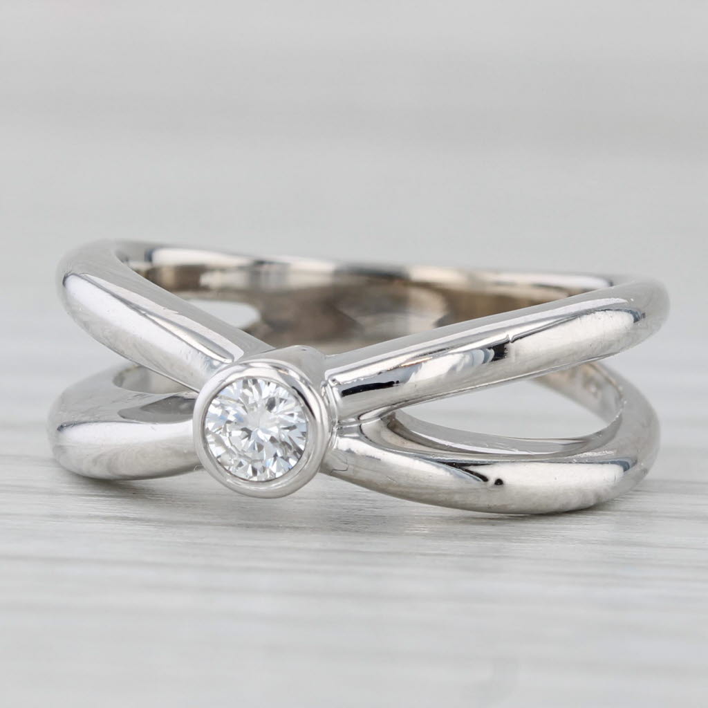 Gray 0.15ct Diamond Solitaire Ring 14k White Gold Size 6.75-7