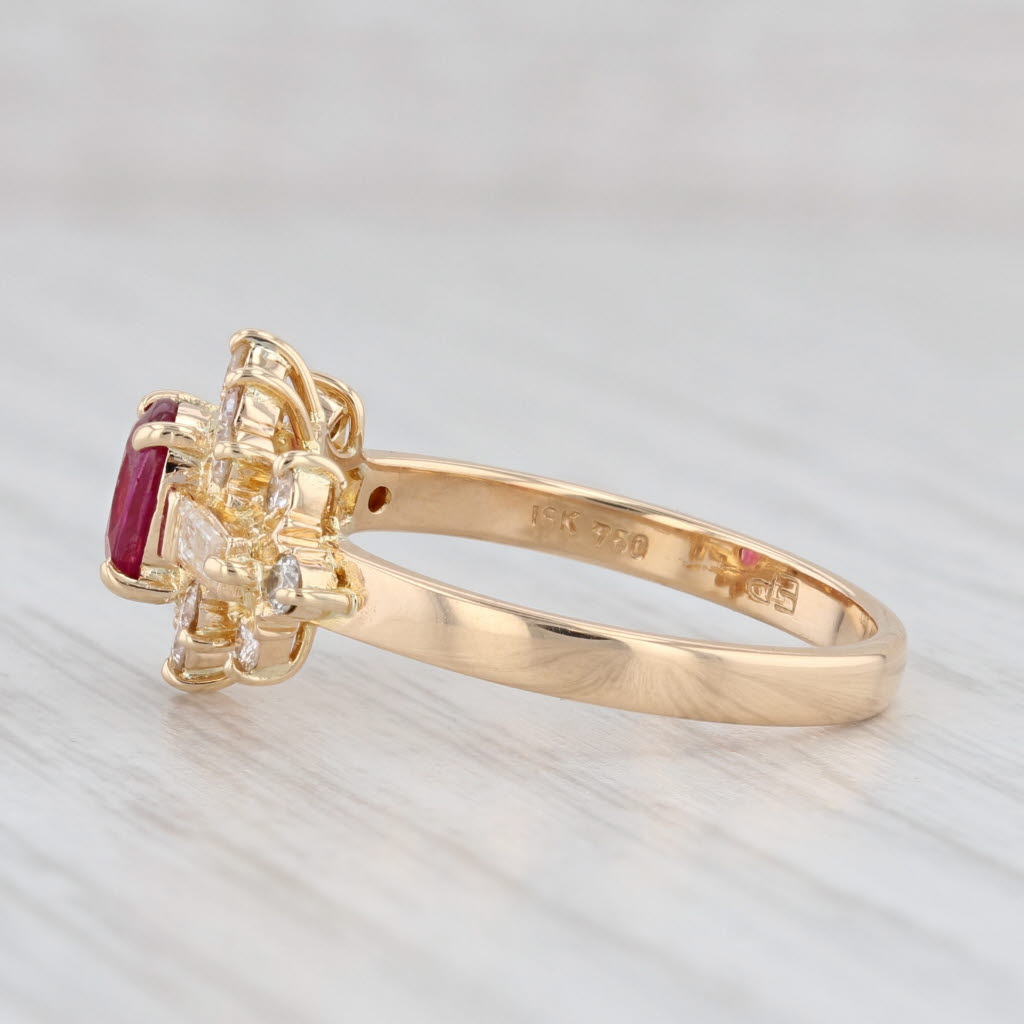 Light Gray 1.19ctw Oval Ruby Diamond Ring 18k Yellow Gold Size 7.5