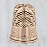 Antique Engraved Thimble 10k Yellow Gold Sewing Keepsake Collectible Size 10