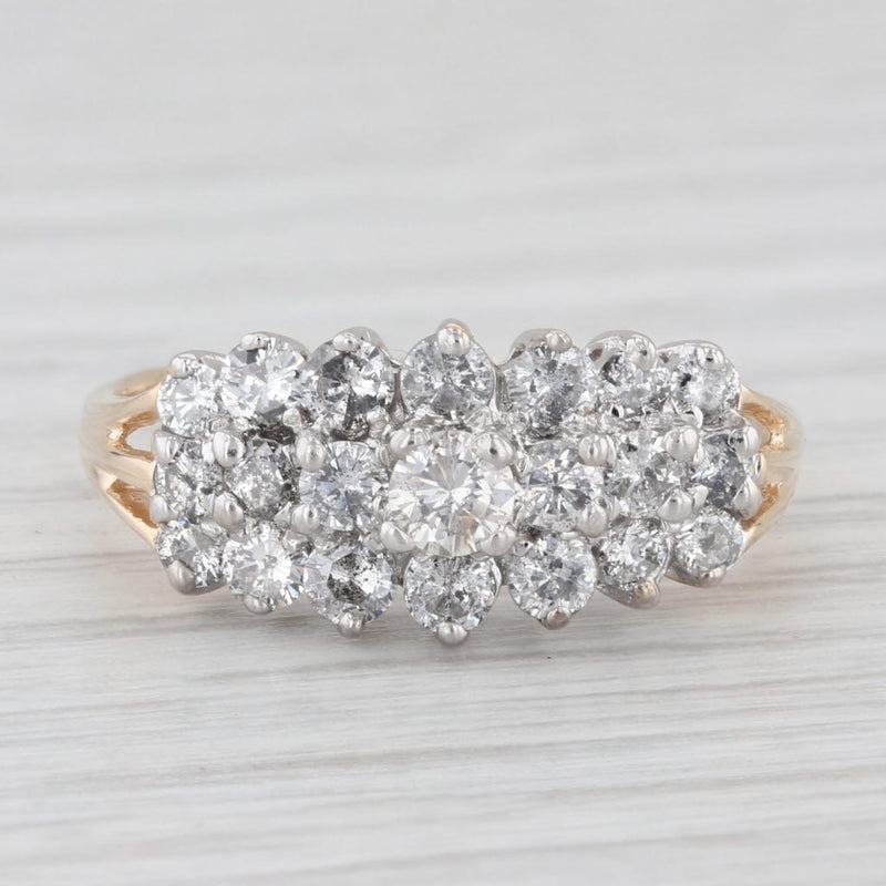 0.98ctw Diamond Cluster Ring 14k Yellow Gold Size 8