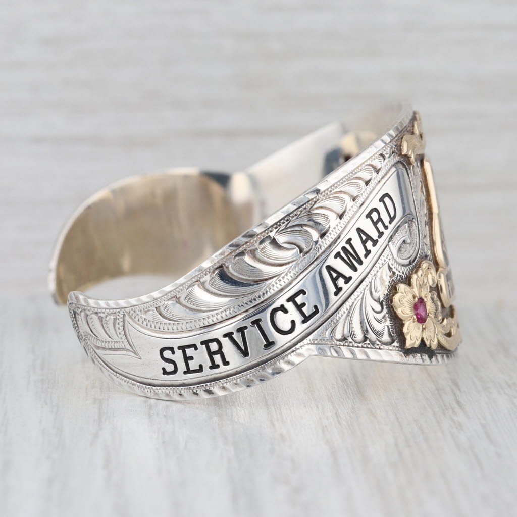 National High School Finals Rodeo Cuff Bracelet Sterling Silver Gold Filled