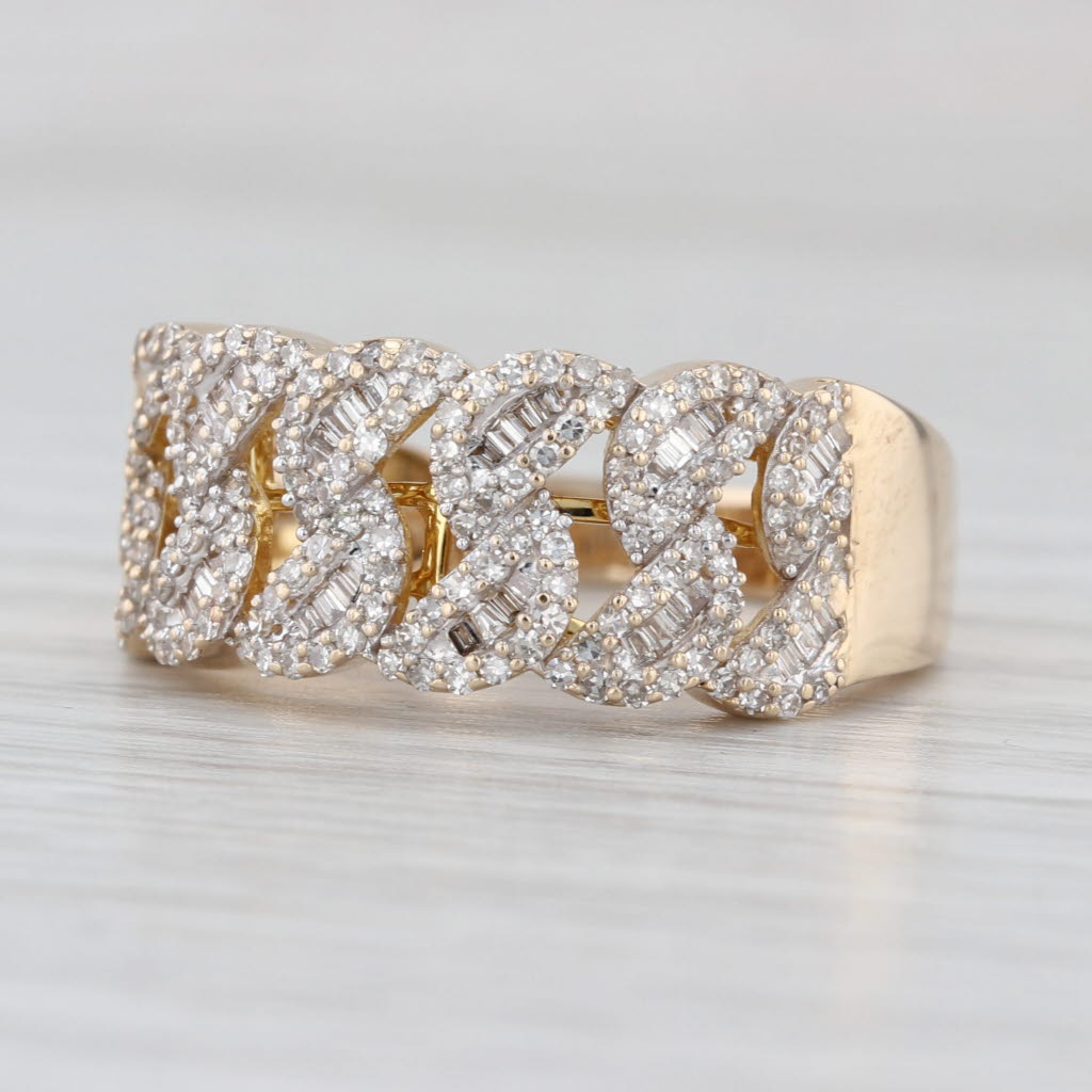 0.64ctw Scalloped Diamond Ring 10k Yellow Gold Size 9.25 Wide Band