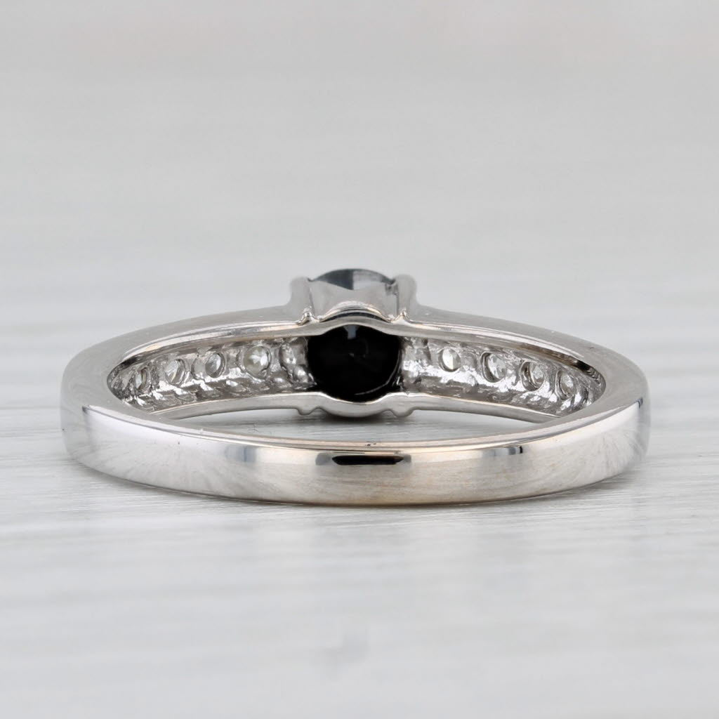 Light Gray 0.77ctw Black White Diamond Ring 18k White Gold Size 7 Engagement