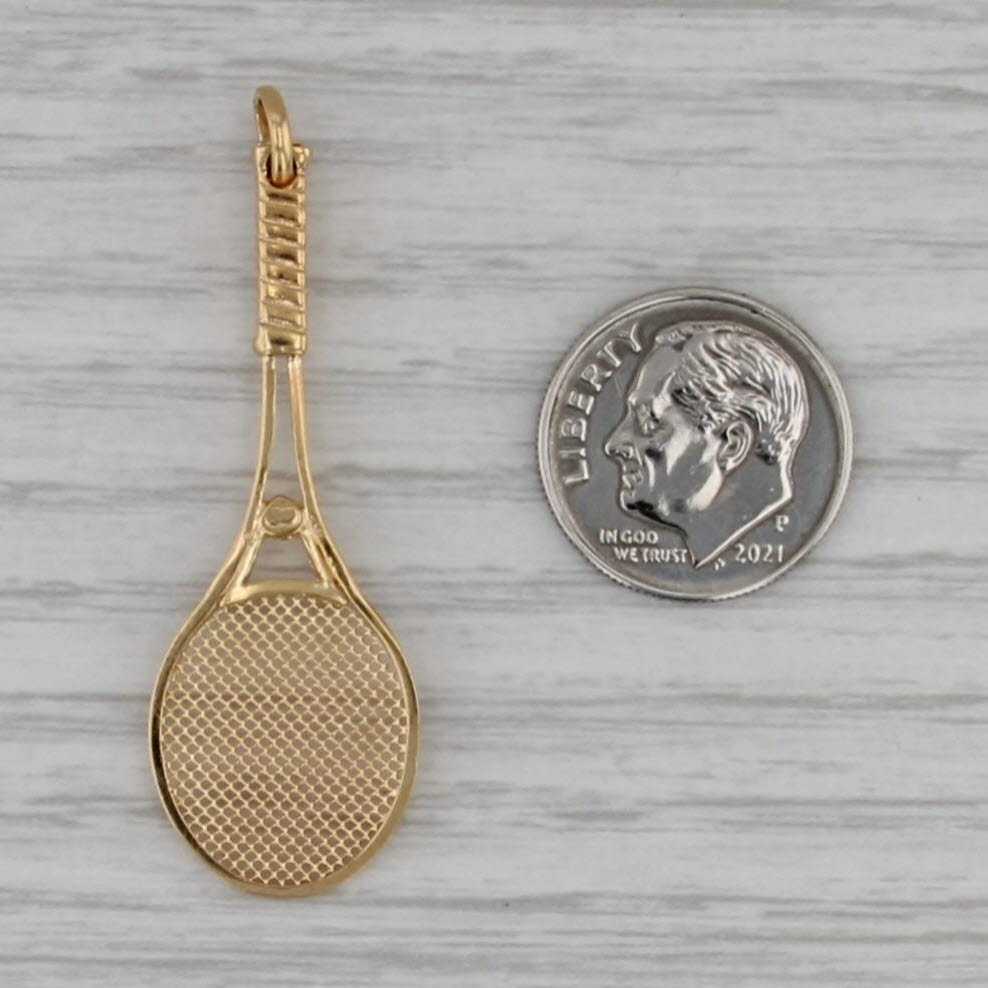 Tennis Racket Racquet Pendant 9k Yellow Gold Charm