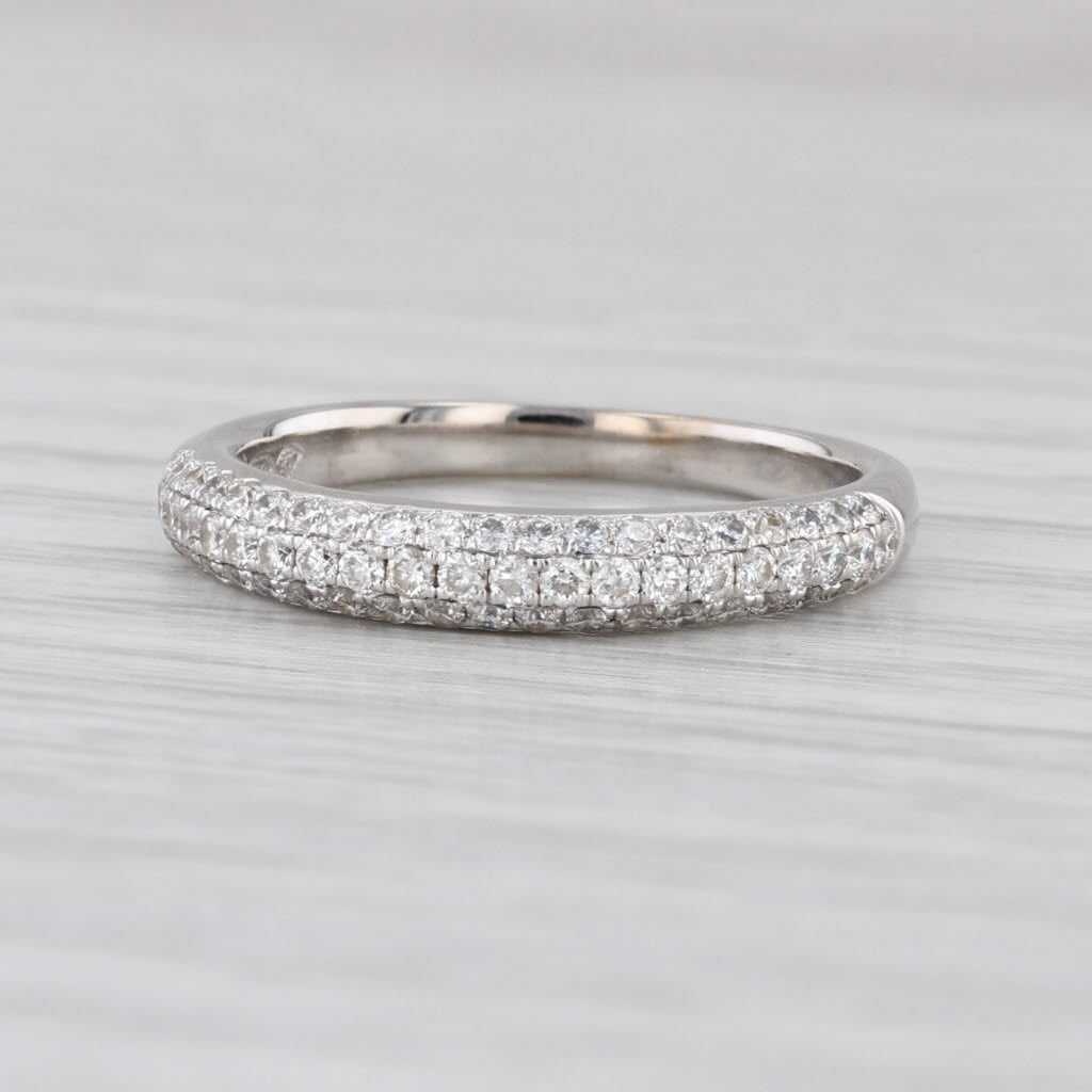 0.50ctw Pave Diamond Wedding Band 18k White Gold Size 6.5 Ring Stackable