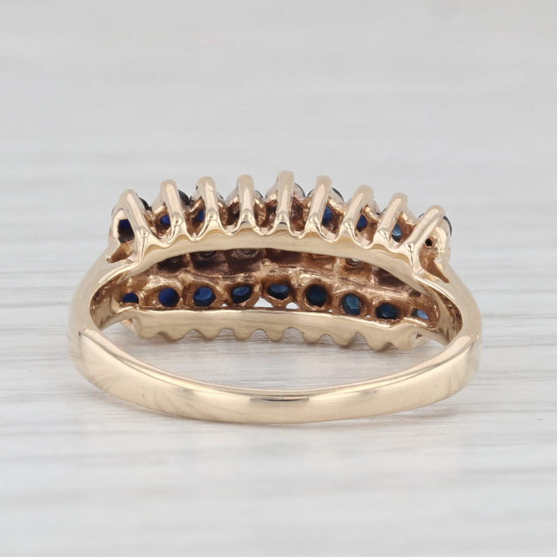 0.52ctw Blue Sapphire Diamond Tiered Ring 10k Yellow Gold Size 5.5