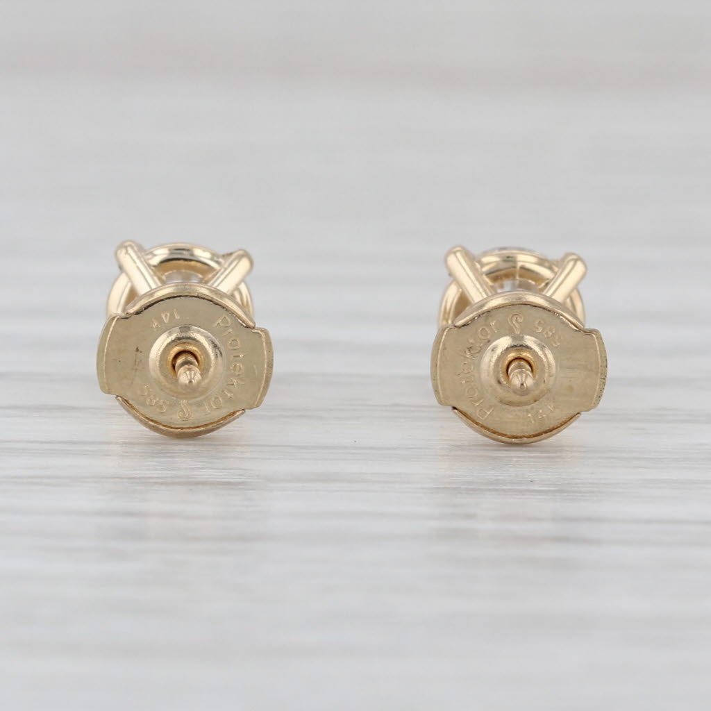 New 1.42ctw Diamond Solitaire Stud Earrings 14k Yellow Gold Round GIA Studs
