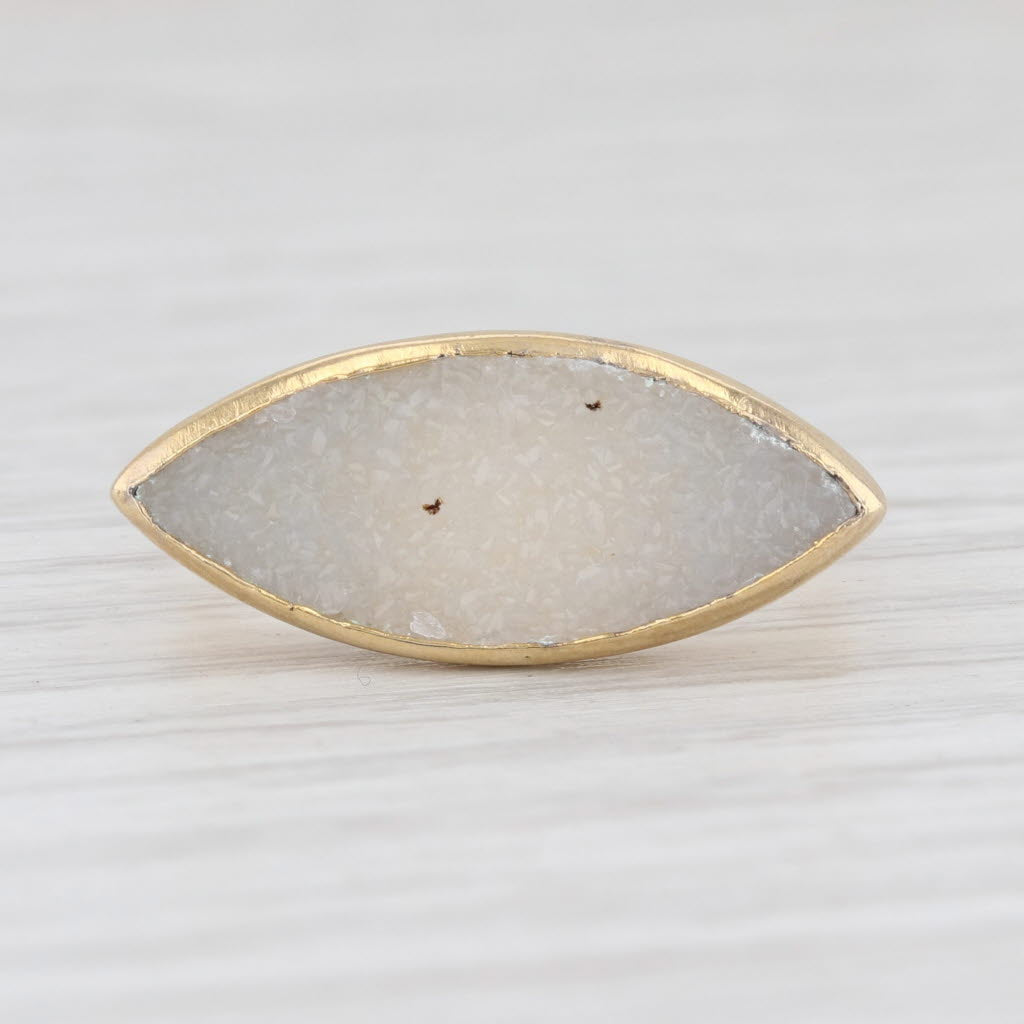 New Nina Nguyen White Druzy Quartz Ring Sz 7 Sterling Silver 22k Gold Vermeil