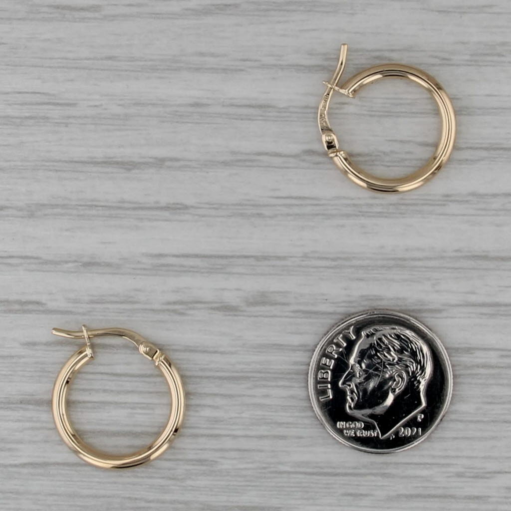 Small Round Hoop Earrings 14k Yellow Gold Snap Top Hoops