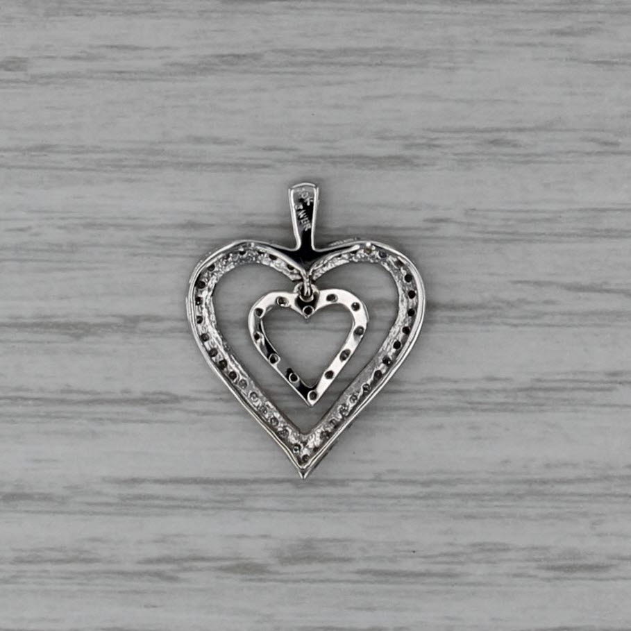0.20ctw Diamond Double Hearts Pendant 10k White Gold