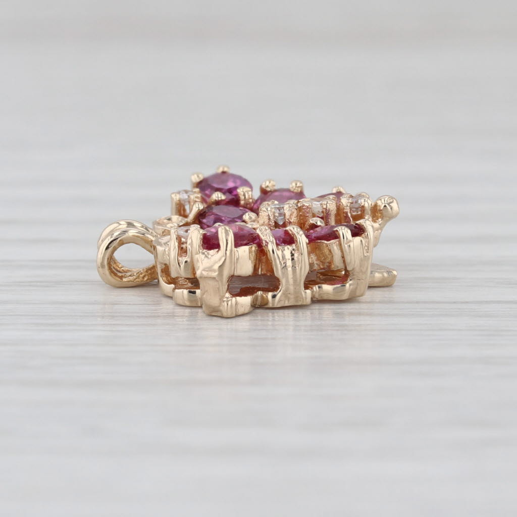 2.06ctw Ruby Diamond Butterfly Pendant 14k Yellow Gold