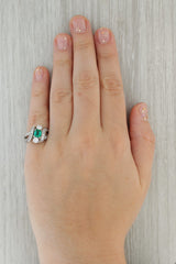 Rosy Brown Vintage 1.94ctw Emerald Diamond Cocktail Ring 18k White Gold Size 5.75