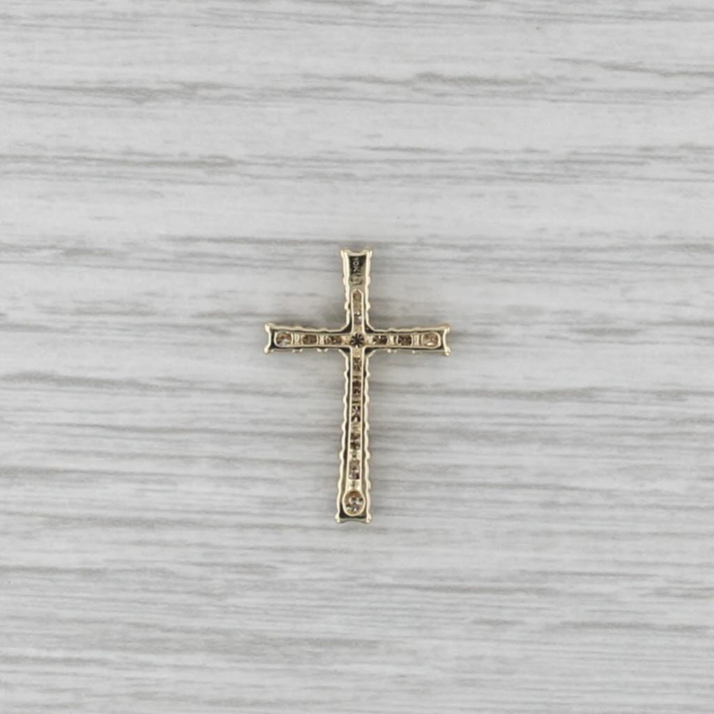 0.40ctw Champagne Diamond Cross Pendant 10k Yellow Gold