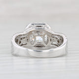 Light Gray 2.21ctw Diamond Engagement Ring Princess Halo Bridal Set 18k White Gold Size 6