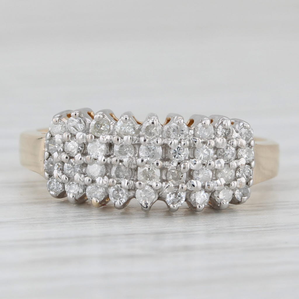 Light Gray 0.36ctw Tiered Diamond Cluster Ring 10k Yellow Gold Size 7