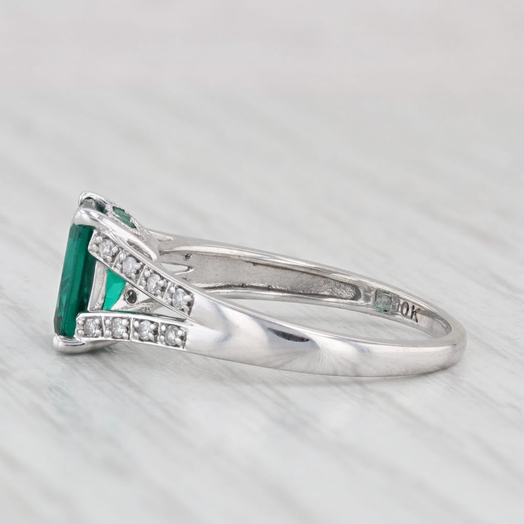 Light Gray 1.28ctw Lab Created Emerald Diamond Ring 10k White Gold Size 6.75 Engagement