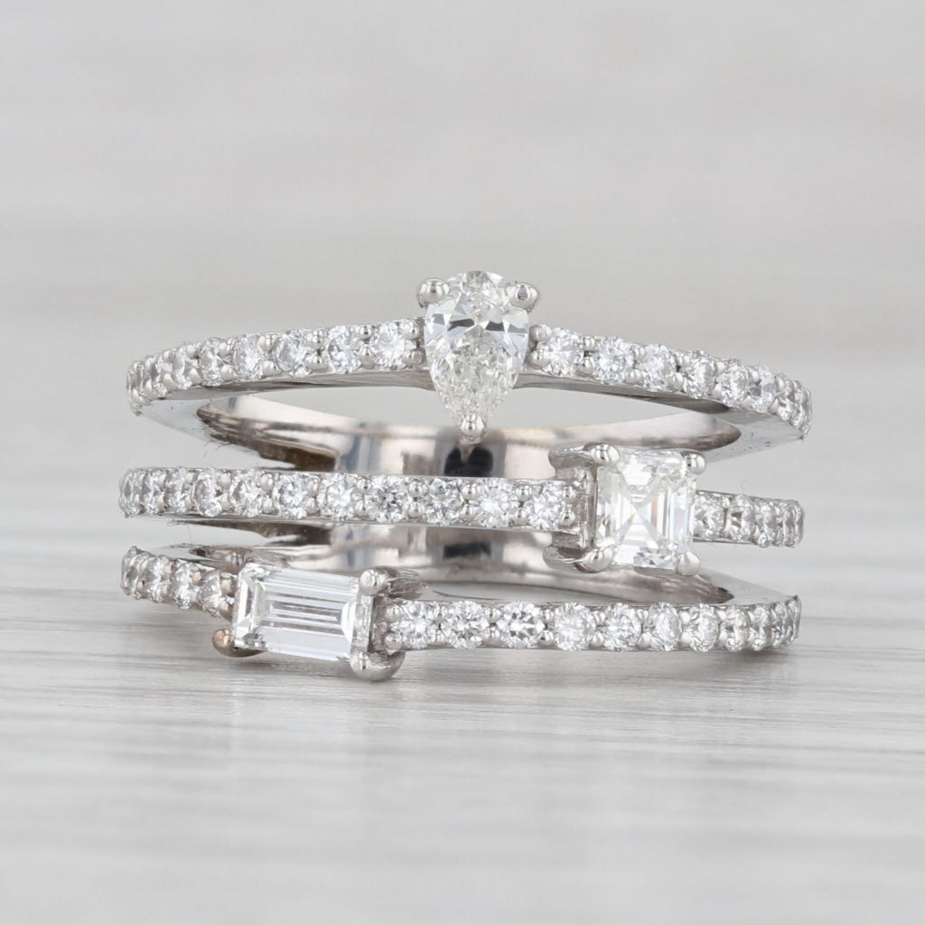 Penny Preville 1.14ctw Diamond Orbit 3-Band Ring 18k White Gold Size 6
