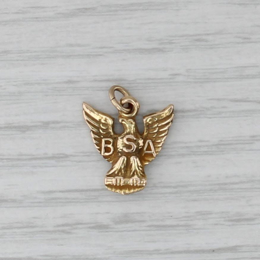 Boy Scouts of America Eagle Pendant 14k Yellow Gold Vintage Charm